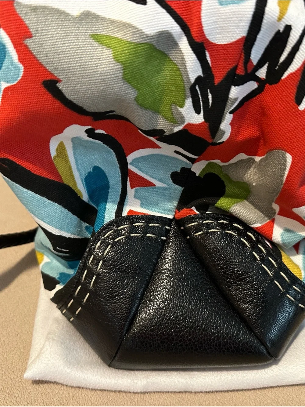 Brighton “Lilly” Shoulder Bag – Red Botanical Floral Canvas – Silver Charms